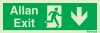 Evacuation sign, exit, arrow down welsh/english