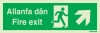 Evacuation sign, fire exit, up right welsh/english