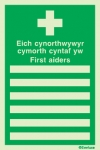 Evacuation sign, first aiders welsh/english