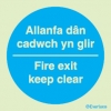 Information sign, fire exit keep clear welsh/english