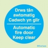 Information sign, automatic fire door keep clear welsh/english