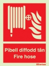 Fire-fighting equipment sign, fire hose welsh/english