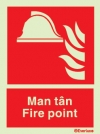 Fire-fighting equipment sign, fire point welsh/english