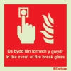 Fire-fighting equipment sign, In case of fire break glass welsh/english