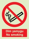Prohibition sign, no smoking welsh/english
