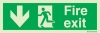 Emergency escape route sign, british standard escape route with text arrow down