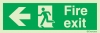 Emergency escape route sign, british standard escape route with text arrow left