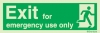 Emergency escape route sign, british standard escape route with text exit for emergency use only