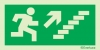 Emergency escape route sign, European Directive 92/58/EEC, arrow up right stairs