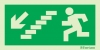 Emergency escape route sign, European Directive 92/58/EEC, arrow down left stairs