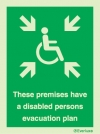 Emergency escape route sign, Escape route signs for people with reduced mobility, Disabled persons evacuation plan