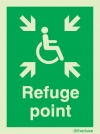 Emergency escape route sign, Vertical profile signs British standard with text, Fire exit right