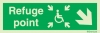 Emergency escape route sign, Escape route signs for people with reduced mobility, Refuge point down right