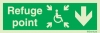 Emergency escape route sign, Escape route signs for people with reduced mobility, Refuge point down