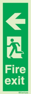 Emergency escape route sign, Vertical profile signs British standard with text, Fire exit left
