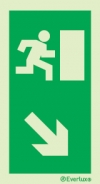 Emergency escape route sign, Vertical profile signs European council directive 92/58/EEC, Arrow down right