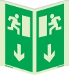 Emergency escape route sign, Panoramic signs wall mounted vertical European directive, Arrow down