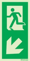 Emergency escape route sign, Vertical profile signs BS ISO 7010 , Arrow down left
