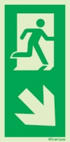 Emergency escape route sign, Vertical profile signs BS ISO 7010 , Arrow down right