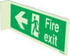 Emergency escape route sign, Type 2 "fold" signs wall mounted, Fire exit left