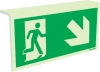Emergency escape route sign, Type 2 "fold" signs Ceiling mounted, Arrow down right