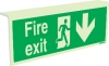 Emergency escape route sign, Type 2 "fold" signs Ceiling mounted, Fire exit down