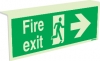 Emergency escape route sign, Type 2 "fold" signs Ceiling mounted, Fire exit right