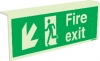 Emergency escape route sign, Type 2 "fold" signs Ceiling mounted, Fire exit down left