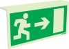 Emergency escape route sign, Type 2 "fold" signs Ceiling mounted, Arrow right