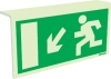 Emergency escape route sign, Type 2 "fold" signs Ceiling mounted, Arrow down left