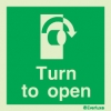 Emergency escape route sign, Door mechanism signs, Turn to open right