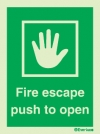 Emergency escape route sign, Door mechanism signs, Fire escape push to open