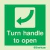Emergency escape route sign, Door mechanism signs, Turn handle to open left