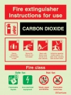 Fire-fighting equipment signs, Fire extinguisher instructions, CO2