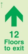 Low Location Lighting, Polycarbonate self-adhesive floor remaining signs, 12 floors to exit