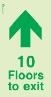 Low Location Lighting, Polycarbonate self-adhesive floor remaining signs, 10 floors to exit