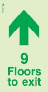 Low Location Lighting, Polycarbonate self-adhesive floor remaining signs, 9 floors to exit