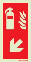 Fire-fighting equipment signs, Fire extinguisher down left