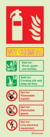 Fire-fighting equipment signs, ID signs, Wet chemical