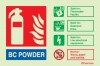 Fire-fighting equipment signs, ID signs, BC powder