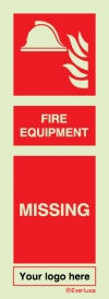 Fire-fighting equipment signs, Personalised fire equipment missing sign