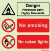 Aluminium signs, Combination signs identifying hazards and mandatory or prohibitive actions, Danger