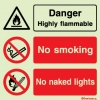 Aluminium signs, Combination signs identifying hazards and mandatory or prohibitive actions, Danger