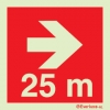 Signs for tunnels, Fire-fighting equipment and emergency vehicles signs, Directional arrow right 25m
