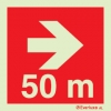 Signs for tunnels, Fire-fighting equipment and emergency vehicles signs, Directional arrow right 50m