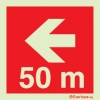 Signs for tunnels, Fire-fighting equipment and emergency vehicles signs, Directional arrow left 50m