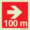 Signs for tunnels, Fire-fighting equipment and emergency vehicles signs, Directional arrow right 100m