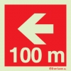 Signs for tunnels, Fire-fighting equipment and emergency vehicles signs, Directional arrow left 100m