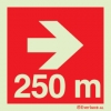 Signs for tunnels, Fire-fighting equipment and emergency vehicles signs, Directional arrow right 250m