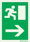 Reflecto-luminescent signs, Emergency escape route signs, right